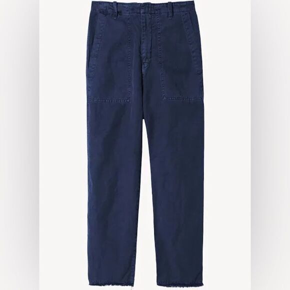 Nili Lotan Luna Cotton & Linen Twill Crop Pants in Marine Blue Size 0 NWT $355 - Picture 5 of 6